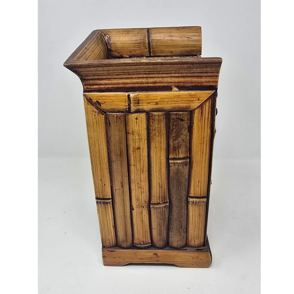 Vtg Rattan mini chest two drawer storage bamboo boho organizer costal tiki decor